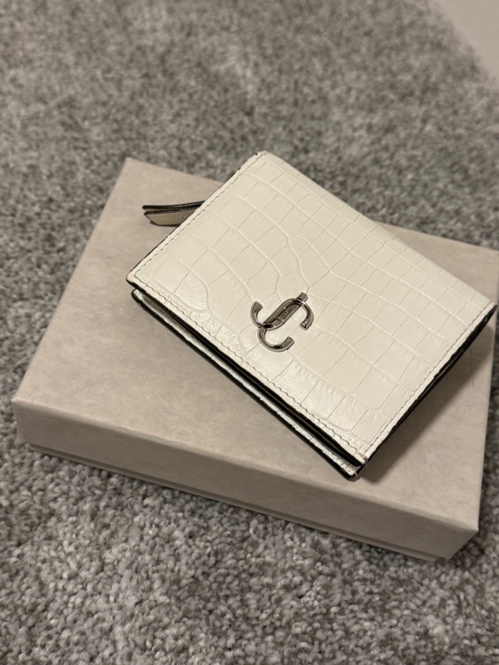 Jimmy Choo Cream Leather Compact Card Wallet